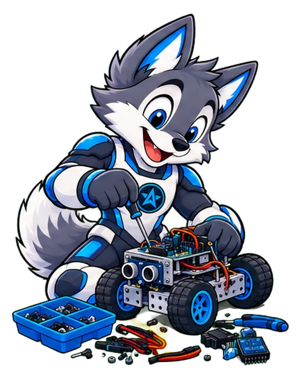 Valeon armando un carrito robot con destornillador